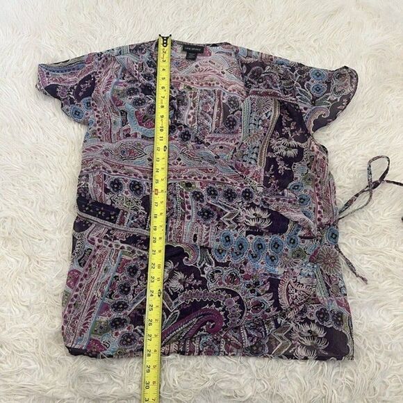 Lane Bryant Purple Paisley Plus Size 22/24 Wrap Blouse Floral Peasant bohemian - Picture 6 of 12